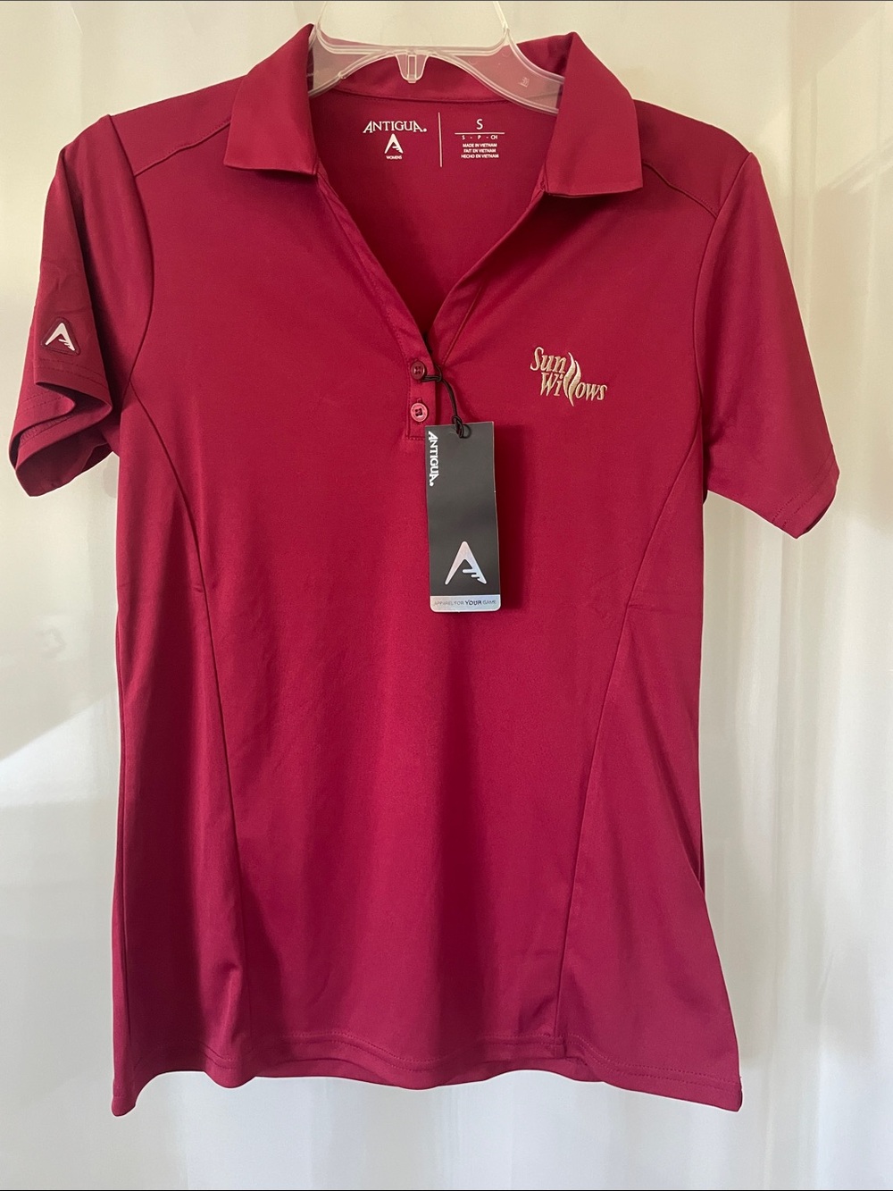 NWT Antigua Women's Sun Willows Golf Polo - Maroon size small